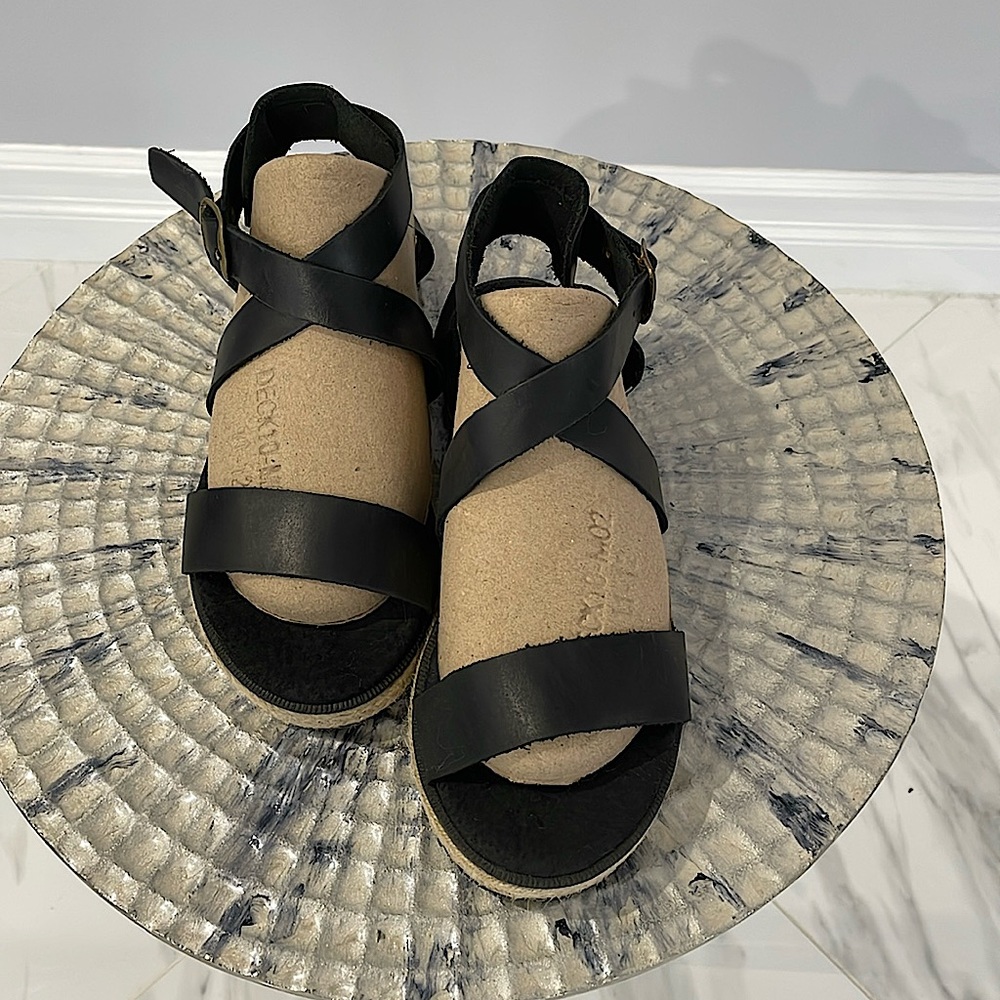 Women’s Black Sandals Real Leather Size 39